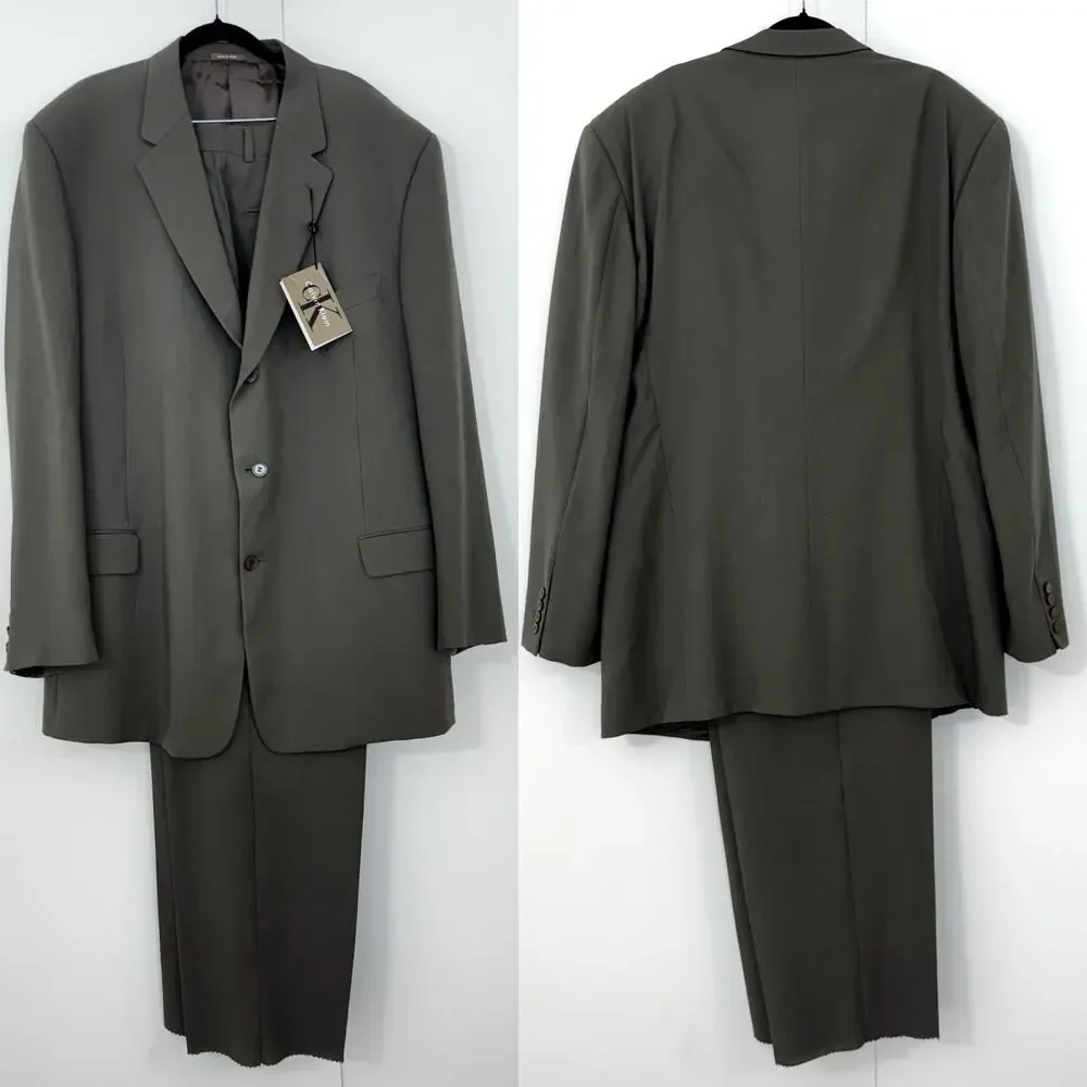 Calvin Klein Wool 3-Button Suit Jacket and Pants 48L Gray NWT $1,250